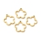 Ion Plating(IP) 304 Stainless Steel Open Back Bezel Pendants, For DIY UV Resin, Epoxy Resin, Pressed Flower Jewelry, Flower, Real 24K Gold Plated, 30x28x3mm, Hole: 2mm