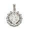 304 Stainless Steel Pendants, with Rhinestone, Religious Theme, Saint, Stainless Steel Color, Flat Round, 29x25x2.5mm, Hole: 3x7mm