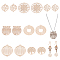 CHGCRAFT 56Pcs 7Styles Brass Filigree Flat Round Charms Connectors Links Golden Hollow Flower Charms Filigree Pendant for DIY Bracelet Earring Necklace Jewelry Making