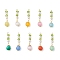10Pcs 10 Colors Cat Eye Pendants, Round, with Glass & Shell Pearl & Golden Brass Loop, Mixed Color, 31.5x8mm, Hole: 1.8mm, 1pc/color
