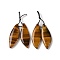 2Pcs Natural Tiger Eye Pendants, Gems Charms, Wing, 38x13x4mm, Hole: 1mm