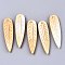 Natural Yellow Shell Pendants, Leaf, 35.5x9x2.5~3mm, Hole: 1mm