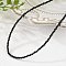Natural Black Spinel Beaded Necklaces, with Brass Lobster Claw Clasps, Faceted Round Beads, 15.75 inch~16.14 inch(40~41cm)x2mm