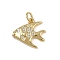 Brass Micro Pave Cubic Zirconia Pendants, Fish, with Jump Ring, Long-Lasting Plated, Cadmium Free & Lead Free, Rack Plating, Real 18K Gold Plated, 14x16x3mm, Hole: 3mm