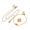 304 Stainless Steel Sets, Necklace, Bracelet, Stud Earrings, Rectangle, Golden, 19.76 inch(50.2cm)