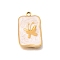 304 Stainless Steel Pendants, with Enamel, Rectangle with Butterfly Charms, Golden, Old Lace, 16.5x11x1.5mm, Hole: 1.4mm