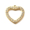 304 Stainless Steel Pendants, with Rhinestone, Ion Plating(IP), Heart, Real 18K Gold Plated, 24.5x24.5x2.5mm, Hole: 1.6mm