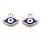 Alloy Enamel Pendants, Cadmium Free & Nickel Free & Lead Free, Light Gold, Evil Eye, Medium Blue, 12.5x15.5x2mm, Hole: 1.6mm