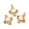 Rack Plating Brass Micro Pave Cubic Zirconia Pendants, with Pearl Beads and Jump Rings, Clover, Golden, 18.5x16.5x6mm, Hole: 3mm