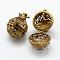 Brass Hollow Cage Pendants, Round with Butterfly, Raw(Unplated), 26x20x24mm, Hole: 5x7mm, inner size: 15mm
