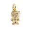 Brass Micro Pave Clear Cubic Zirconia Boy Charms, with Open Jump Rings, Cadmium Free & Lead Free, Real 18K Gold Plated, 12.5x7x1.5mm, Jump Ring: 4.5x0.7mm, Inner Diameter: 3mm