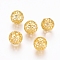 Rack Plating Brass Filigree Beads, Filigree Ball, Hollow, Round, Golden, 9.5x8.5mm, Hole: 4mm