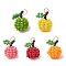 Handmade Glass Seed Beaded Apple Pendants, with 304 Stainless Steel Jump Ring , Mixed Color, 16x10mm, Hole: 2.8mm