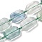 Natural Colorful Fluorite Beads Strands, Faceted, Rectangle, with Seed Beads, 21~22x15~17x7~8mm, Hole: 1mm, about 16~20pcs/strand, 15.35~15.75''(39~40cm)