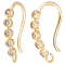 5 Pairs Rack Plating Brass Micro Pave Cubic Zirconia Earring Hooks, with Horizontal Loops, Long-Lasting Plated, Real 14K Gold Plated, 15x16x2mm, Hole: 1.4mm, Pin: 0.7mm