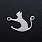 Non-Tarnish 201 Stainless Steel Connector Charms, Cat, Stainless Steel Color, 19x15mm