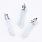 Opalite Pointed Pendants, with Alloy Findings, Bullet, Platinum, Cadmium Free & Lead Free, 55~67x11mm, Hole: 5x4mm