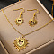 Heart Sun 304 Stainless Steel Pendant Necklaces & Dangle Earrings Sets, Golden, 450mm