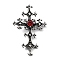 Tibetan Style Alloy Pendants, with Rhinestone, Cross Charms, Antique Silver, 49x30.5x5mm, Hole: 7.5x4mm