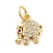 Rack Plating Brass Micro Pave Cubic Zirconia Charms, Elephant Charm, Long-Lasting Plated, with Jump Rings, Cadmium Free & Lead Free, Real 18K Gold Plated, 10.5x10x2mm, Hole: 3mm