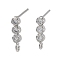 Brass Micro Pave Cubic Zirconia Studs Earring Findings, Long-Lasting Plated, Lead Free & Cadmium Free, Round, Platinum, 14x3.5mm, Hole: 1.5mm, Pin: 11.5x0.7mm