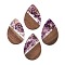 Transparent Resin & Walnut Wood Big Pendants, with Glitter Powder, Teardrop, Indigo, 51.5x33~33.5x3.5mm, Hole: 2mm