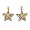 Brass Micro Pave Cubic Zirconia Pendants, Real 16K Gold Plated, Nickel free, Star, Colorful, 24x23x3mm, Hole: 3x5mm