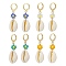 4 Pair 4 Color Natural Cowrie Shell with Glass Seed Flower Dangle Hoop Earrings Set, Golden Brass Wire Wrap Jewelry for Women, Mixed Color, 44mm, Pin: 0.8mm, 1 Pair/color