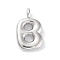 Rack Plating Brass Balloon Letter Pendants, Cadmium Free & Lead Free, Long-Lasting Plated, Platinum, Letter B, 17.5x10.5x4.5mm, hole: 2.5mm