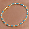 Adjustable Brass Micro Pave Cubic Zirconia Bracelets, Rectangle Link Chain Bracelets for Women, Golden, Deep Sky Blue, 6-3/4 inch(17cm)