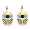 316 Surgical Stainless Steel Enamel Pendants, with Jump Rings, Real 14K Gold Plated, Evil Eye, Sky Blue, 16.5x9x1mm, Jump Ring: 2.7x0.4mm, 1.9mm inner diameter