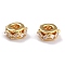 Bras Micro Pave Clear Cubic Zirconia Spacer Beads, Long-Lasting Plated, Flat Round, Golden, 7x3mm, Hole: 2.6mm