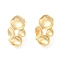 Brass Stud Earring Findigs, with Vertical Loops, Cadmium Free & Nickel Free & Lead Free, Lotus Leaf, Real 18K Gold Plated, 23x15.5mm, Hole: 1mm