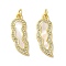 Brass Micro Pave Clear Cubic Zirconia Pendants, Cadmium Free & Lead Free, with Shell, Real 18K Gold Plated, Pea, 24x9x2.5mm, Hole: 3.5mm