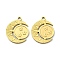 Ion Plating(IP) 316L Surgical Stainless Steel Pendants, Nickel Free, Textured, Moon with Star Charm, Real 18K Gold Plated, 20x16x1mm, Hole: 1.8mm