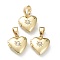 Brass Micro Pave Clear Cubic Zirconia Locket Pendants, Photo Frame Pendants for Necklaces, Long-Lasting Plated, Heart, Real 18K Gold Plated, 15x13x5mm, Hole: 5.5x4mm, 8x6mm Inner Diameter