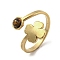 304 Stainless Steel with Natural Tiger Eye Ring, US Size 7 1/4(17.5mm)