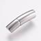 Tarnish Resistant 304 Stainless Steel Magnetic Clasps with Glue-in Ends, Smooth Surface, Tube, Stainless Steel Color, 30x8mm, Hole: 6mm