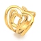 Ion Plating(IP) Hollow Heart 304 Stainless Steel Open Cuff Finger Rings for Women, Real 18K Gold Plated, 23mm, Inner Diameter: 18mm