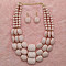 Bohemian Style Acrylic Faceted Rectangle Beaded Multilayer Necklaces & Dangle Earrings Sets, Pink, 420mm