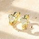 Серьги-кольца из латуни с микропаве и прозрачным кубическим цирконием в форме сердца EJEW-D311-106G-1