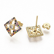 Серьги-гвоздики из фианита EJEW-S208-020