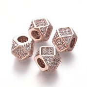 Латунные микро проложить кубического циркония бусы ZIRC-L088-01B-RG