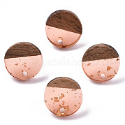 Серьги-гвоздики из прозрачной смолы и орехового дерева MAK-N032-007A-F04