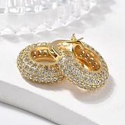 Латунные серьги-кольца из прозрачного кубического циркония EJEW-C502-08G