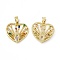 Brass Micro Pave Cubic Zirconia Pendants, Cadmium Free & Nickel Free & Lead Free, with Glass Rhinestone, Heart with Eye Charms, Real 18K Gold Plated, 19x19.5x2.5mm, Hole: 5x2.5mm