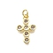 Brass Micro Pave Cubic Zirconia Pendants, Cross, Long-Lasting Plated, Lead Free & Cadmium Free, with Jump Ring, Real 18K Gold Plated, 17.5x11x2.5mm