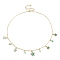 Natural Agate Round & Alloy Enamel Star Charms Bib Necklace with 304 Stainless Steel Chains, Pale Green, 15.94 inch(40.5cm)