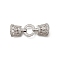 925 Sterling Silver Micro Pave Clear Cubic Zirconia Fold Over Clasps, Platinum, 29mm