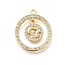 Brass Micro Pave Cubic Zirconia Pendants, Cadmium Free & Nickel Free & Lead Free, Real 18K Gold Plated, Ring Charms, Sun, 21x18x3mm, Hole: 1.5mm